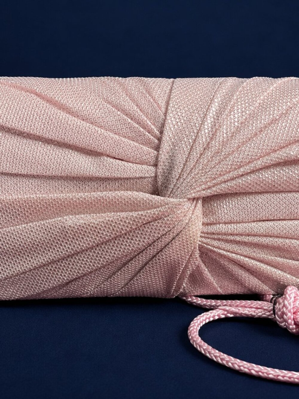 Harvé Benard Blush Pink Evening Clutch Purse NWT | Satin Pleated Knot Front Form